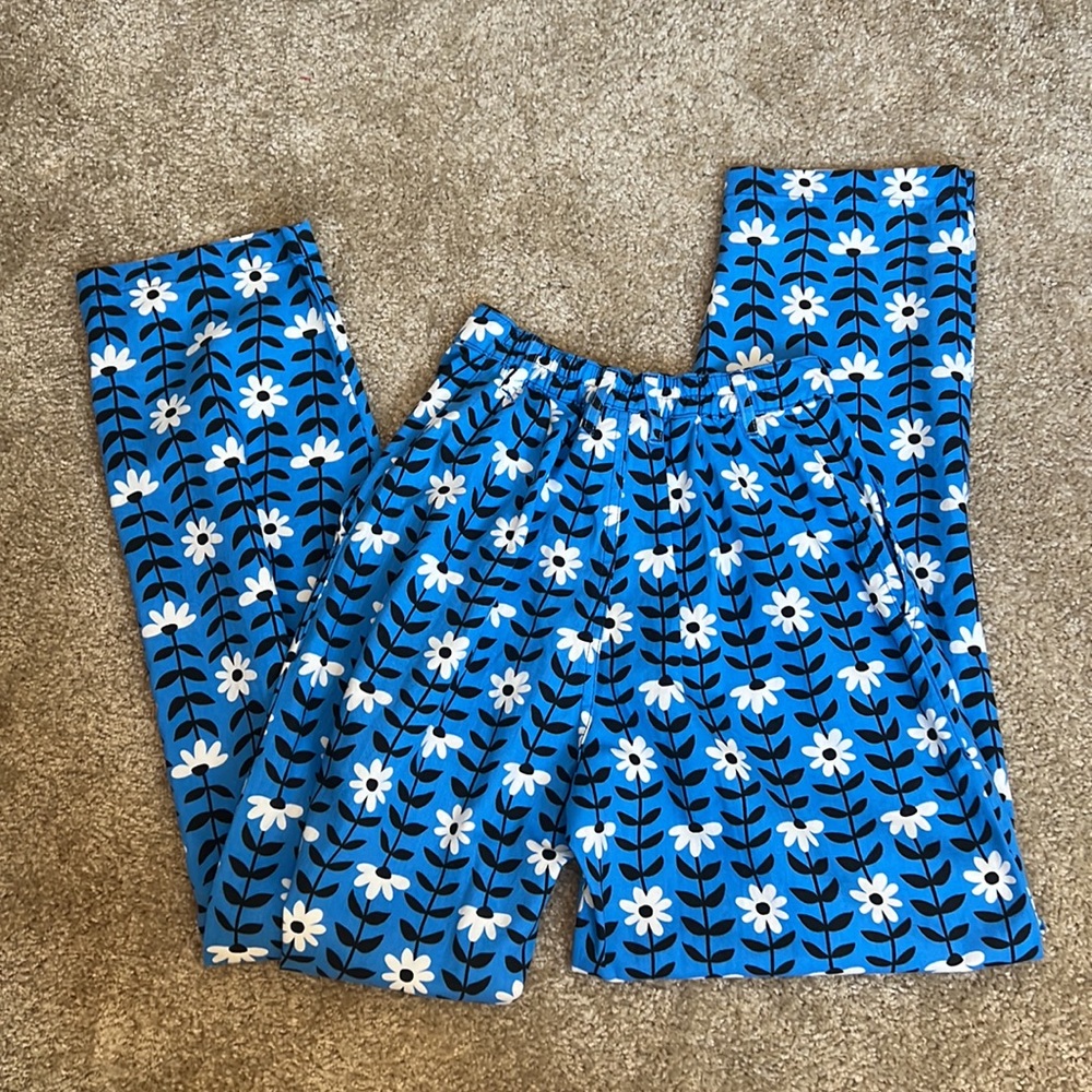 Big Bud Press Blue Black White Daisy Chain Trousers NWOT - Picture 4 of 4